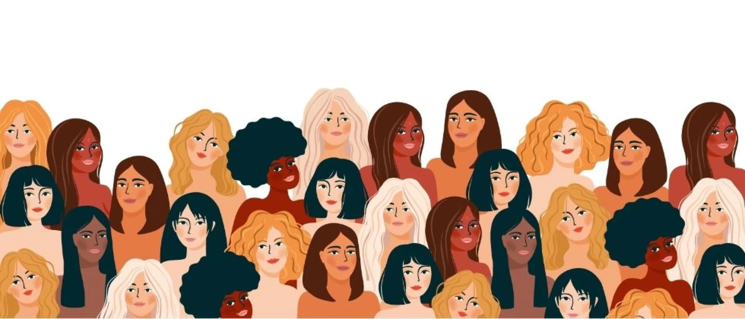 Das Symbolbild zeigt viele verschiedene Frauen, illustriert. Das Bild weist auf eine Veranstaltung in Opperhausen mit.